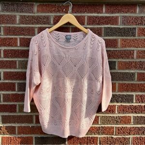 Soho New York & Company Jeans Dusty Pink Crochet Open Knit Sweater